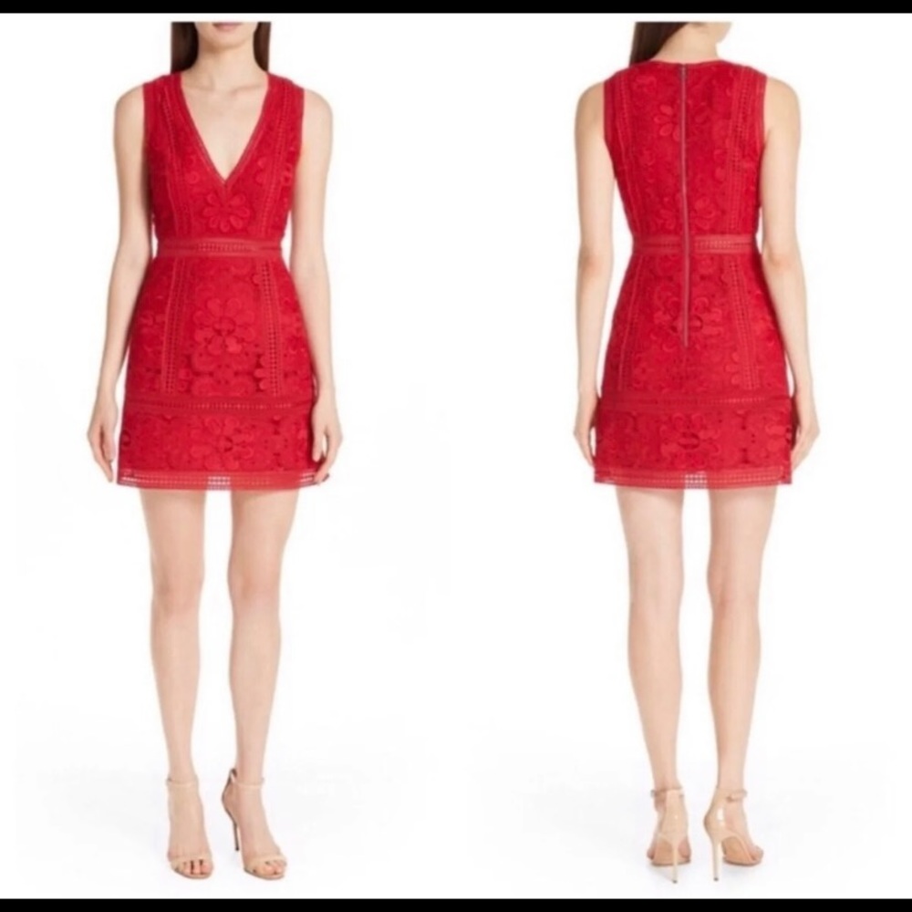 Alice + Olivia red lace dress
